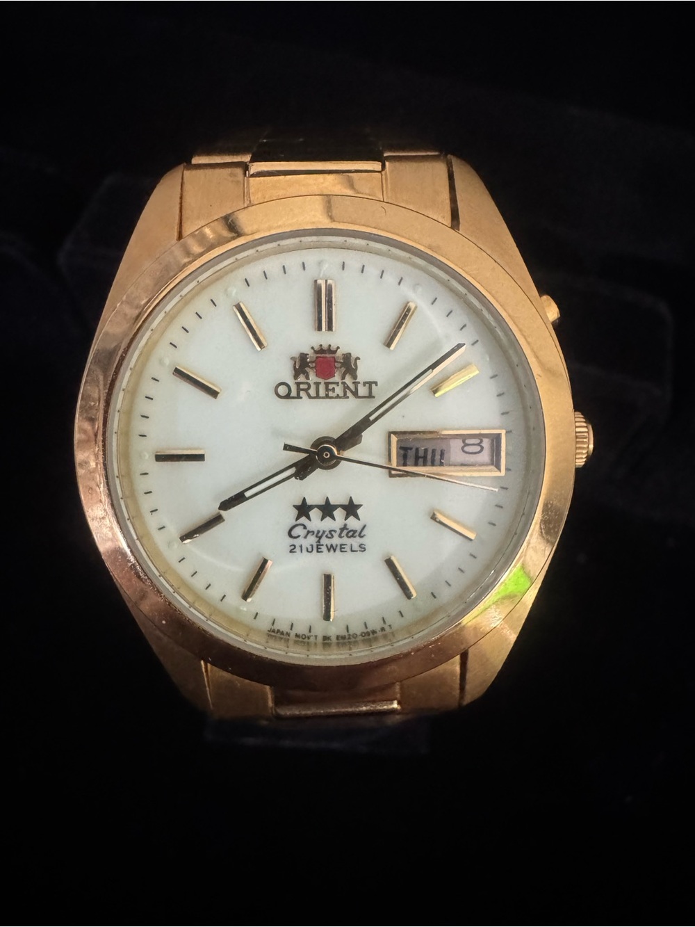 Seiko Gold Tone Bracelet Watch with Silver Caseback